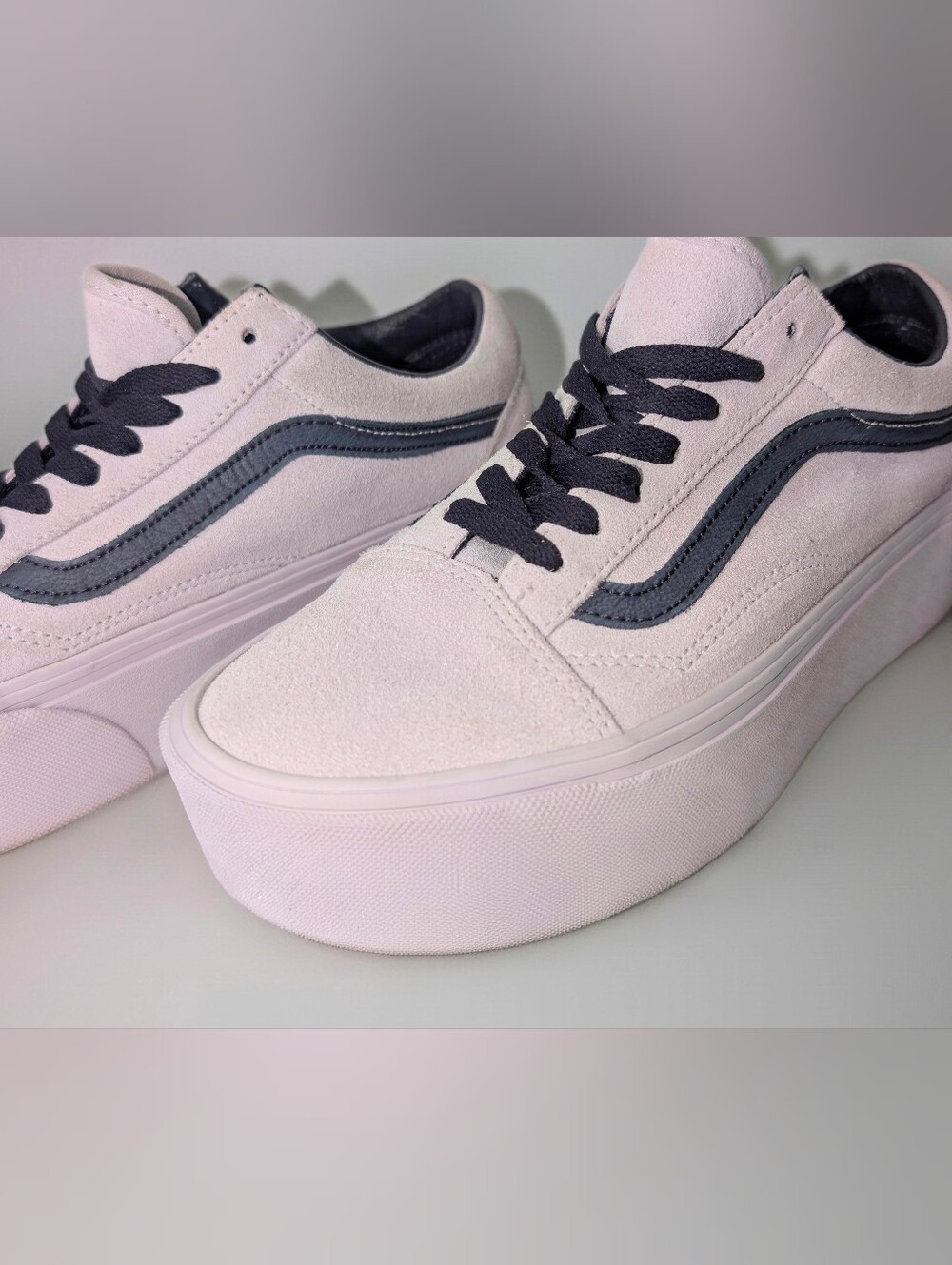 Vans Old Skool Stackform Suede Lavender Purple Platform Sneakers Size 7